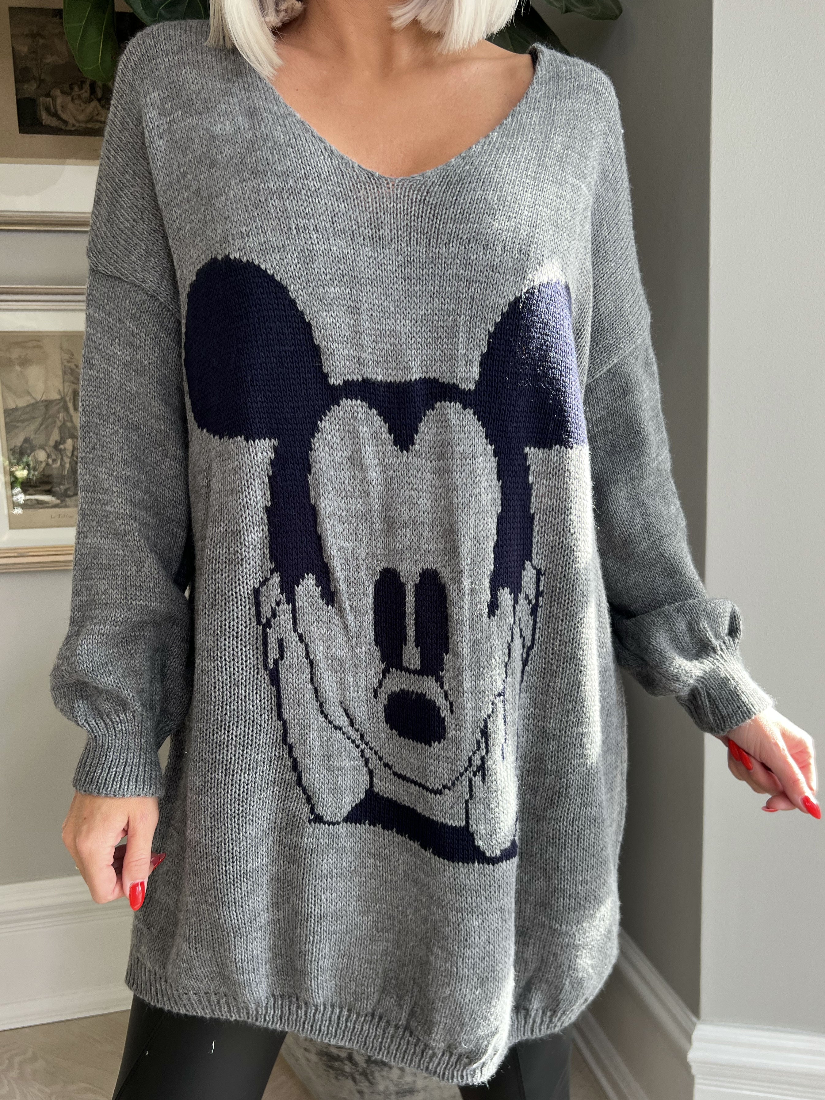 Mickey - Plus size Stickad blus med motiv